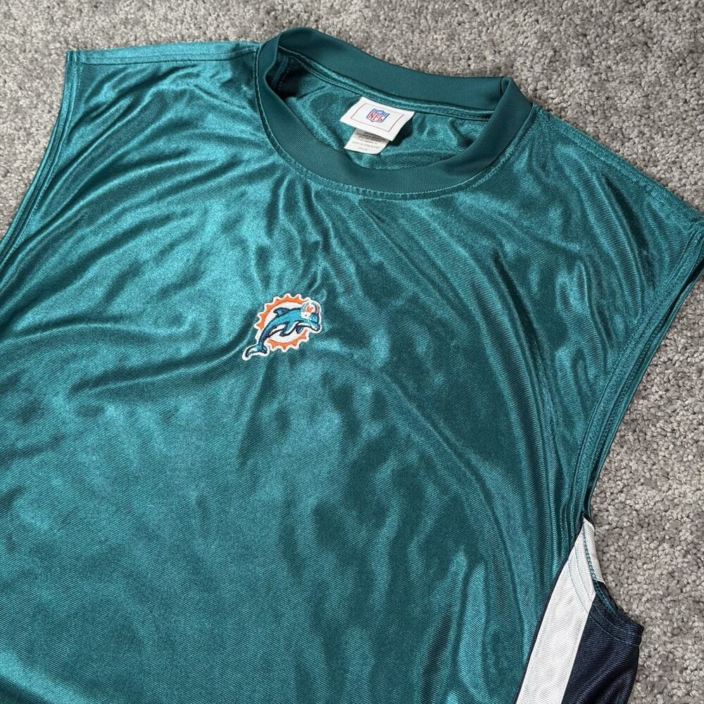 Vintage Miami Dolphins NFL Shirt Mens XL Teal Sleeveless Tank Top Classic Logo‎